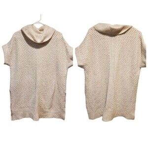 LANE BRYANT SZ 14/16 CROCHET PONCHO KNITTED TURTLENECK Wool Blend  LOOSE SWEATER